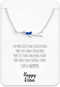 img 3 attached to 🏊 Swimming Gift Necklace for Girls & Teens – Cute Swimmer Pendant Charm on Swim Team – Inspirational Message Card: A Perfect Present for Swimmers!