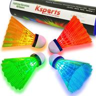 🏸 ksports led badminton shuttlecocks 4 pack tube − glow in the dark lighting birdies shuttlecocks − 4 led colors: red, green, blue, yellow logo