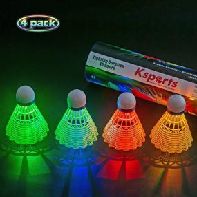 img 1 attached to 🏸 Ksports LED Badminton Shuttlecocks 4 Pack Tube − Glow in The Dark Lighting Birdies Shuttlecocks − 4 LED Colors: Red, Green, Blue, Yellow