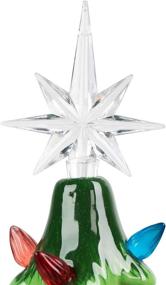 img 3 attached to 15 Inch Battery Operated Ceramic Christmas Tree - Decorative Tabletop Artificial Tree with Multicolored Lights and Star - Green Christmas Decoration (Battery Not Included)