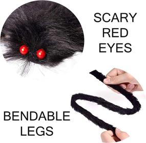 img 2 attached to Halloween Hairy Scary Posable Spider Black - Realistic Virtual Giant Decor, 5FT