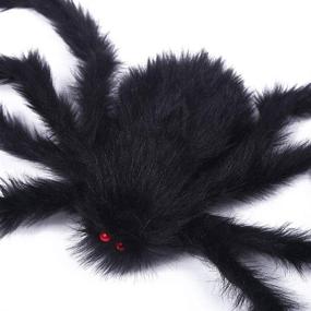 img 1 attached to Halloween Hairy Scary Posable Spider Black - Realistic Virtual Giant Decor, 5FT