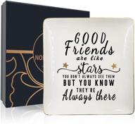 🌟 nordic runes friend gifts for women - ceramic ring dish for friends sister birthday gift: good friends are like stars, always there even when unseen логотип