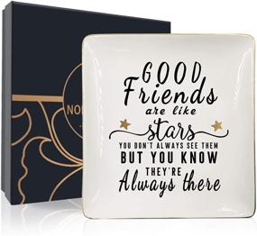 img 4 attached to 🌟 Nordic Runes Friend Gifts for Women - Ceramic Ring Dish for Friends Sister Birthday Gift: Good Friends are Like Stars, Always There Even When Unseen