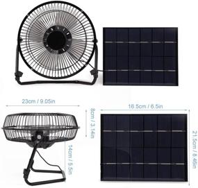 img 1 attached to 🌞 Black 8 Inch Mini Portable USB Solar Panel Powered Fan for Outdoor Home Travelling Camping Chicken House Car Ventilation System, Cooling Ventilation