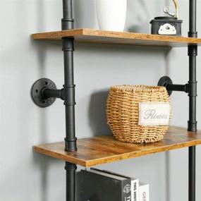 img 4 attached to 📚 6-Tier Industrial Pipe Shelves Shelf Rustic Wood Metal Ladder Bookcase Wall Mounted DIY Loft Vintage Floating Storage Display (23.6x9.8x78.7”)