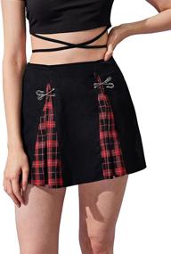 img 4 attached to MakeMeChic Womens Contrast Plaid Skater Women's Clothing for Skirts