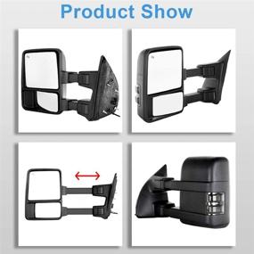 img 3 attached to 🔍 ECCPP Tow Mirrors for 2008-2016 Ford F250-F550 Super Duty: Power Control, Heated, Turn Signal (Pair)