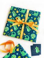 🦕 dinosaur wrapping paper set - bundle of 3 folded wrapping papers (27"x 39") with 3 meters of ribbon & 3 gift tags - ideal for baby showers, birthdays, & more logo