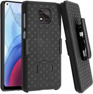 📱 fingic motorola moto g power (2021) case with belt clip holster - rugged protective cover in black logo