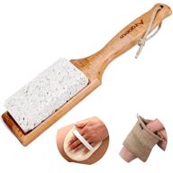 🦶 argaeus natural pumice stone with handle - powerful foot scrubber for heavy callused feet - includes exfoliating washcloth and sponge pad logo