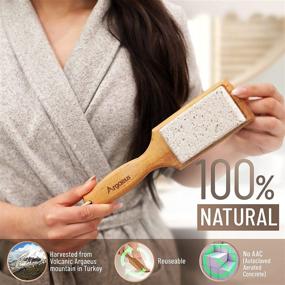 img 1 attached to 🦶 Argaeus Natural Pumice Stone with Handle - Powerful Foot Scrubber for Heavy Callused Feet - Includes Exfoliating Washcloth and Sponge Pad