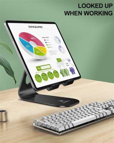 img 3 attached to 📱 Adjustable Foldable Tablet Stand Holder for Desk - Compatible with iPad, Galaxy Tab, iPhone, Kindle - Black