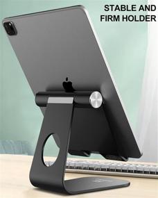 img 2 attached to 📱 Adjustable Foldable Tablet Stand Holder for Desk - Compatible with iPad, Galaxy Tab, iPhone, Kindle - Black