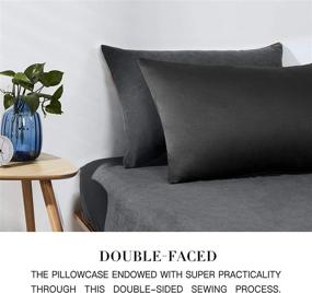 img 2 attached to 🌿 COISINI Bamboo Pillowcases: Organic Silky Softness for Cooling Comfort - Set of 2, Dark Grey, Standard Size 20x26 inches