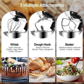 img 2 attached to 🍰 OSTBA Stand Mixer: 8-Speed 550W Tilt-Head Electric Food Kitchen Mixer with 5.5Qt Stainless Steel Bowl, Dough Hook, Whisk & More - Handfree Baking in Black