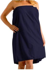 img 1 attached to Women's Navy Spa Wrap Towel Cover Up - Shower & Bath Essential, One Size Fits All