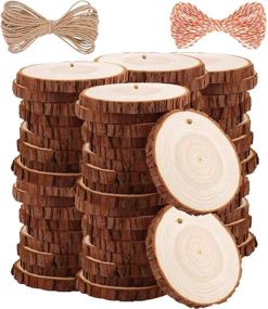 img 4 attached to 🪵 50 Pcs 2.4-2.8 inches Natural Wood Slices: Craft Unfinished Wood Kit for DIY Crafts, Wedding Decorations, Christmas Ornaments & Arts - TICIOSH
