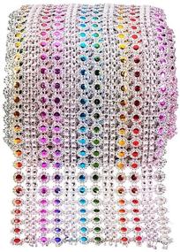 img 3 attached to 🎀 PandaHall Elite 10 Yards 4.5 Inch 16 Rows Crystal Rhinestone Ribbon Faux Diamond Ribbon with Colorful Flower Shape Mesh Wrap Roll for Wedding, Birthday, Craft Making