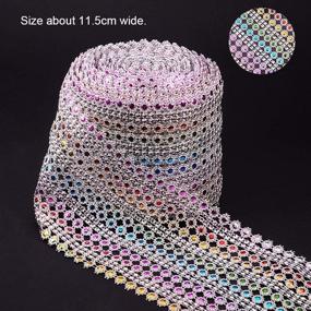 img 2 attached to 🎀 PandaHall Elite 10 Yards 4.5 Inch 16 Rows Crystal Rhinestone Ribbon Faux Diamond Ribbon with Colorful Flower Shape Mesh Wrap Roll for Wedding, Birthday, Craft Making