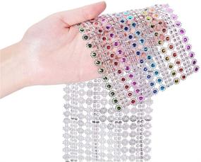 img 1 attached to 🎀 PandaHall Elite 10 Yards 4.5 Inch 16 Rows Crystal Rhinestone Ribbon Faux Diamond Ribbon with Colorful Flower Shape Mesh Wrap Roll for Wedding, Birthday, Craft Making