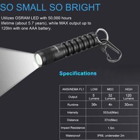 img 1 attached to LUMINTOP EDC01 Keychain Flashlight: Powerful 120 Lumens Pocket Torch with Long-lasting Battery, 3 Modes, IPX8 Waterproof, for Indoor and Outdoor Use