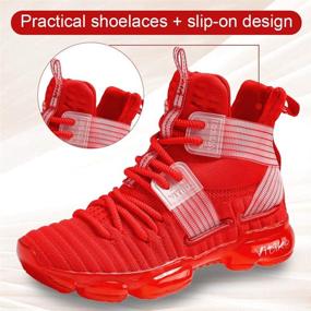 img 2 attached to Stylish and Non-Slip High Top 🏀 Basketball Sneakers for Boys - JMFCHI Outdoor Shoes