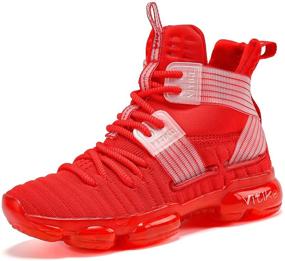 img 4 attached to Stylish and Non-Slip High Top 🏀 Basketball Sneakers for Boys - JMFCHI Outdoor Shoes