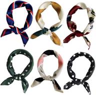 🧣 6-pack silk satin square scarves for women - head, neck, and hair accessory logo