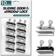 lion locks sliding window and door locks (10 pack), adjustable aluminum security screw lock for 3/16-3/8” track, door stopper safety lock, easy install, no-drill required, requires 28-36mm clearance for screw lock logo