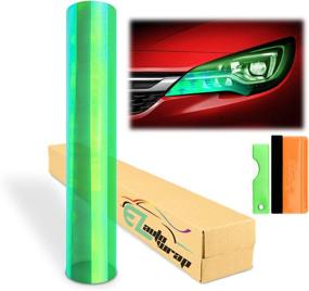 img 3 attached to 🔧 Free Tool Kit 12"x12" (1FT x 1FT) Chameleon Neo Emerald Green Headlight Taillight Fog Light Side Marker Vinyl Tint Film Self Adhesive for EzAuto Wrap