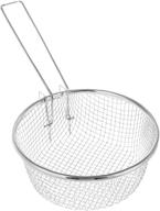 🍟 7 inch round stainless mesh basket with handle - french fryer baskets for deep frying and straining fries logo