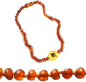 img 4 attached to Certified Natural Baltic Amber Necklace with Unique Frosted Land Design - Unisex Gift Set 【12.5 inch】