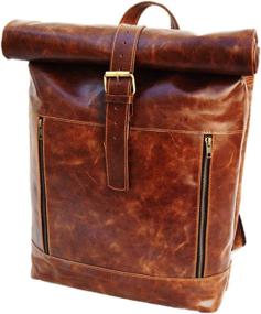 img 2 attached to 🎒 Timeless Style meets Functionality: Leather Vintage Laptop Backpack Rucksack