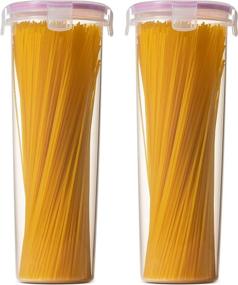 img 3 attached to 🍝 Komax Biokips Tall Food Storage Spaghetti Noodle/Pasta Container 44oz. (Set of 2) - Airtight, Leakproof: Locking Lids, BPA Free - Microwave, Freezer & Dishwasher Safe