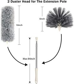 img 1 attached to 🧹 RMAI Duster with Extension Pole - Stainless Steel, 100’’ Microfiber & Domed Cobweb Heads - Scratch Resistant, Extra Long Duster for High Ceiling Fan, Cars