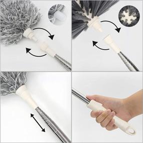 img 2 attached to 🧹 RMAI Duster with Extension Pole - Stainless Steel, 100’’ Microfiber & Domed Cobweb Heads - Scratch Resistant, Extra Long Duster for High Ceiling Fan, Cars