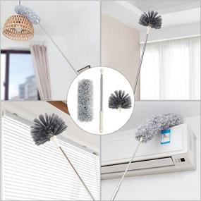 img 3 attached to 🧹 RMAI Duster with Extension Pole - Stainless Steel, 100’’ Microfiber & Domed Cobweb Heads - Scratch Resistant, Extra Long Duster for High Ceiling Fan, Cars