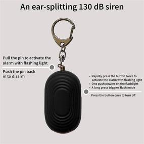 img 1 attached to 🔊 130 dB Siren Song Personal Alarm Keychain with Flashlight - Self Defense Protection Device for Women, Kids, Elderly - Emergency Alert Key Chain Security Whistle, Black