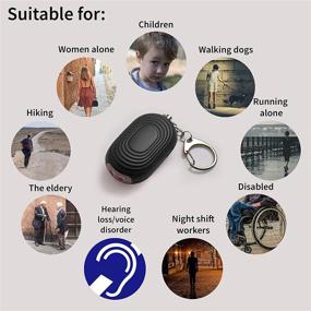 img 2 attached to 🔊 130 dB Siren Song Personal Alarm Keychain with Flashlight - Self Defense Protection Device for Women, Kids, Elderly - Emergency Alert Key Chain Security Whistle, Black