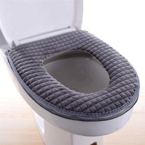 img 4 attached to 🚽 Huders Soft Thicker Washable Cloth Toilet Seat Cover Pads in Grey - Fits Most Size Toilet Lids