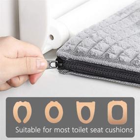 img 2 attached to 🚽 Huders Soft Thicker Washable Cloth Toilet Seat Cover Pads in Grey - Fits Most Size Toilet Lids