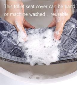 img 1 attached to 🚽 Huders Soft Thicker Washable Cloth Toilet Seat Cover Pads in Grey - Fits Most Size Toilet Lids