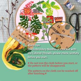 img 2 attached to 🌵 SEO-Optimized Embroidery Starter Kit: Includes Patterns, Instructions, 3 Sets of Cross Stitch Kits with Plant and Flower Embroidery Designs, 1 Embroidery Hoop, Color Threads, and Tools (Palm & Cactus)