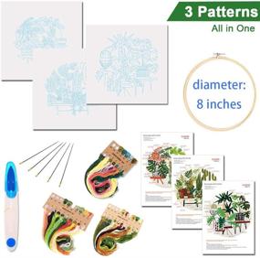 img 3 attached to 🌵 SEO-Optimized Embroidery Starter Kit: Includes Patterns, Instructions, 3 Sets of Cross Stitch Kits with Plant and Flower Embroidery Designs, 1 Embroidery Hoop, Color Threads, and Tools (Palm & Cactus)
