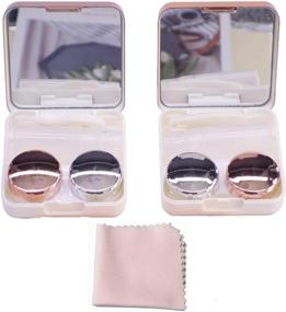 img 4 attached to 🌹 ROSE GOLD Compact Travel Contact Lens Case Kit with Mirror - Pack of 2, Ideal for Daily and Outdoor Use