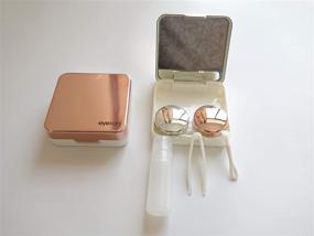 img 1 attached to 🌹 Компактный набор для хранения контактных линз "Розовое золото" с зеркалом - набор из 2 штук, идеально подходит для ежедневного использования и на улице.