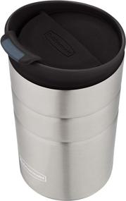 img 2 attached to 💧 Rubbermaid Leak-Proof Flip Lid Thermal Bottle, 10 oz - Black: Stay Hydrated On-The-Go!