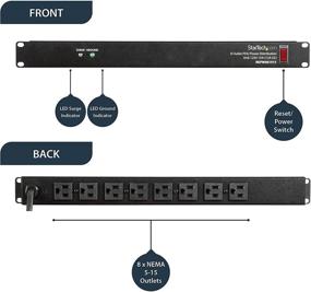 img 1 attached to StarTech.com 8 Outlet Horizontal 1U Rack Mount PDU Power Strip for Network Server Racks - Surge Protection - 120V/15A - with 6 Ft Power Cord (RKPW081915), Black: Efficient Power Distribution Solution for Network Server Racks