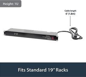 img 3 attached to StarTech.com 8 Outlet Horizontal 1U Rack Mount PDU Power Strip for Network Server Racks - Surge Protection - 120V/15A - with 6 Ft Power Cord (RKPW081915), Black: Efficient Power Distribution Solution for Network Server Racks